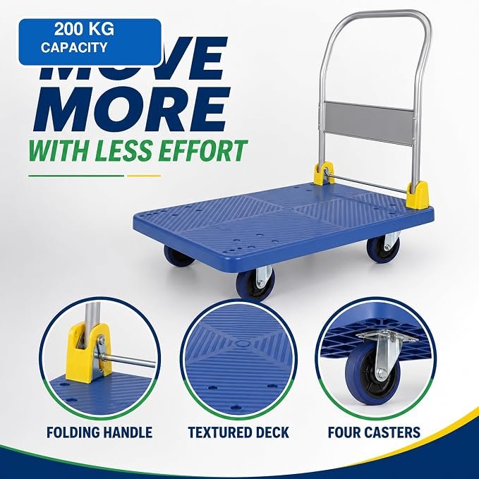 Friction Folding Platform Truck 200KG Capacity, Heavy Duty Foldable