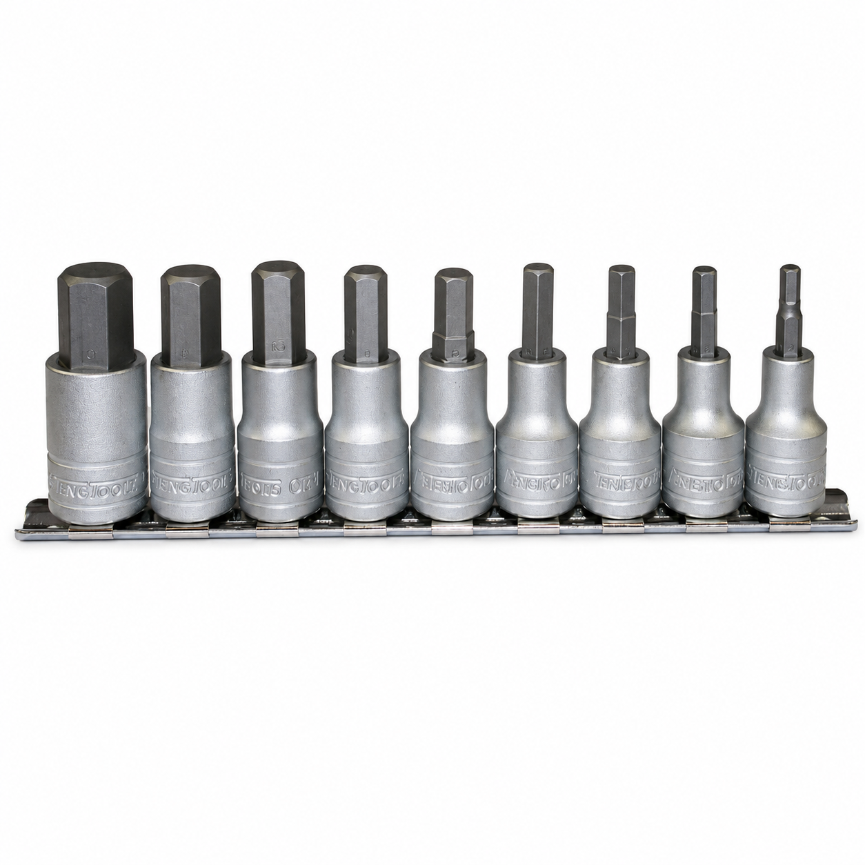Teng Tools 1/2″ Hex Bit Socket Clip Rail Set 9 Pieces