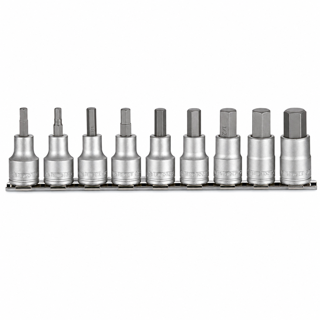 Teng Tools 1/2″ Hex Bit Socket Clip Rail Set AF 9 Pieces