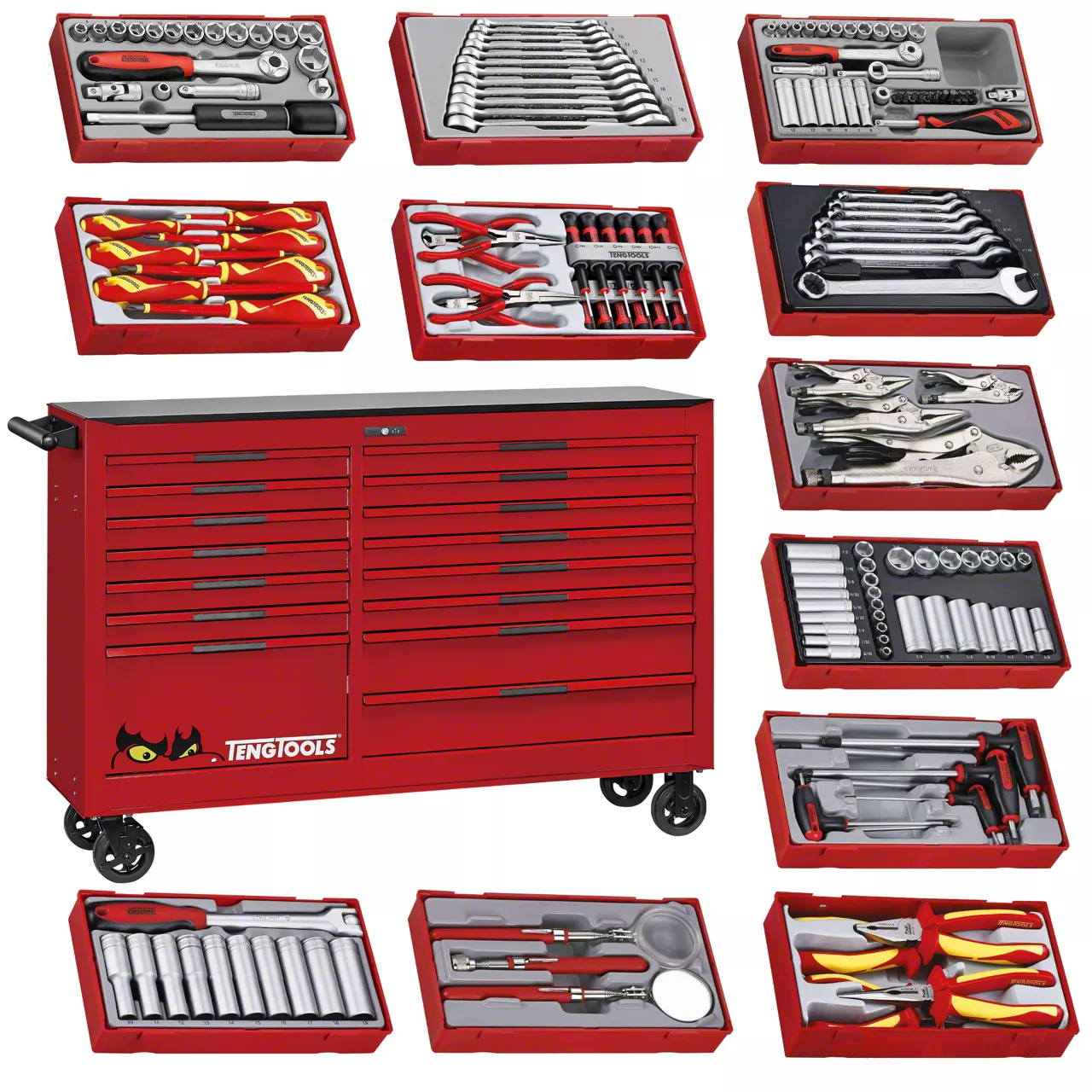 Teng Tools 64″ PRO35™ roller cabinet 15 drawers red